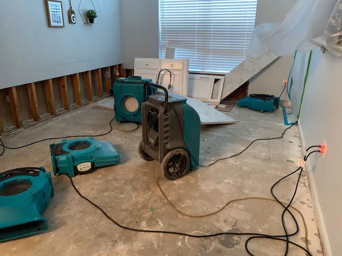Dehumidifier in flood-cut room for Water Damage Restoration in East Hanover